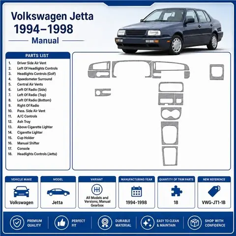 Volkswagen Jetta 1994-1998 manuálna prevodovka 3D dekor palubnej dosky, 18 dielov