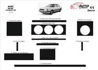 Audi 80 90 B4 10,86-01,95 3D Súprava obloženia palubnej dosky interiéru Dekorácia palubnej dosky 11 dielov - 2 Audi 80 90 B4 10,86-01,95 3D Súprava obloženia palubnej dosky interiéru Dekorácia palubnej dosky 11 dielov - 2