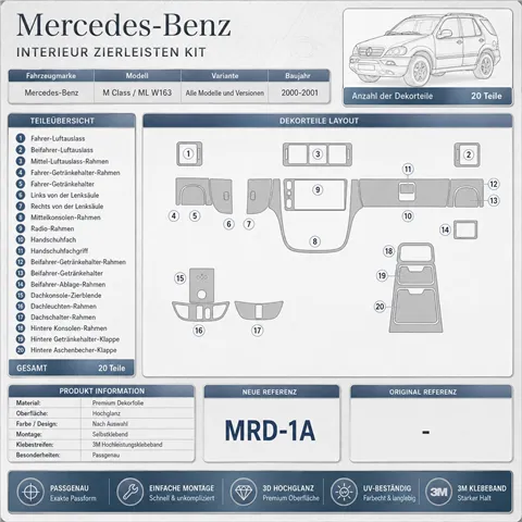 Mercedes Benz M Class 2000-2001 Base Kit 3D dekor palubnej dosky
